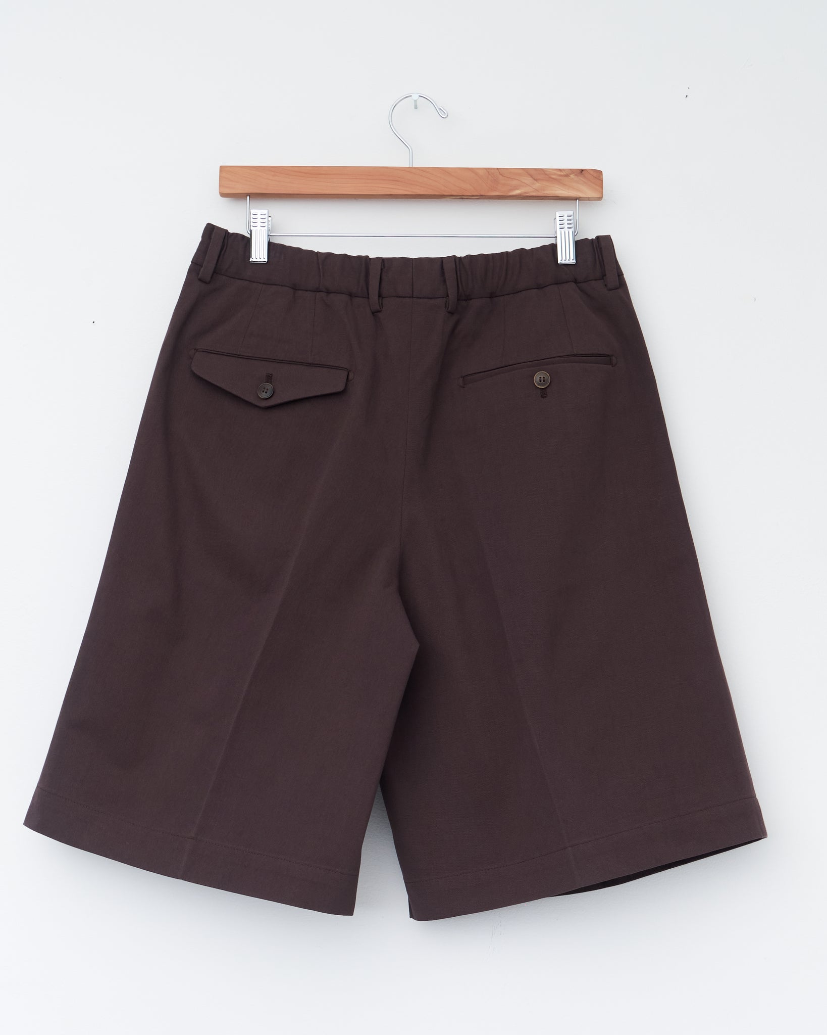 Double Pleated Shorts, Brown