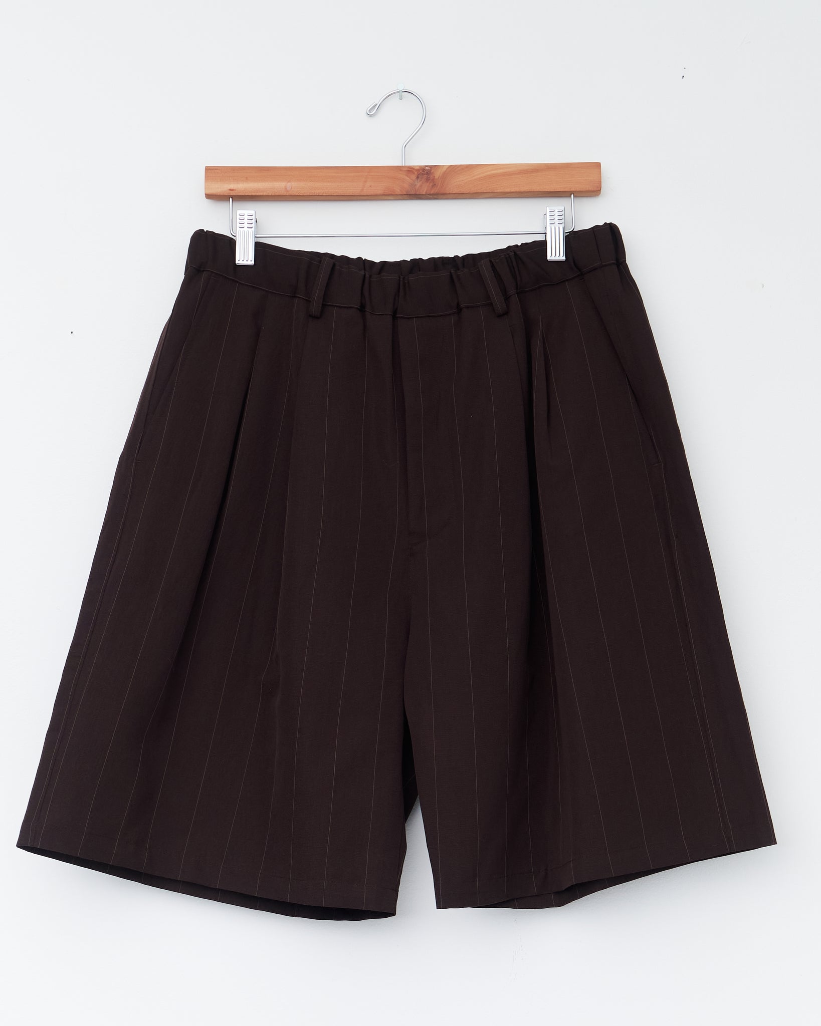 Double Pleated Easy Shorts, Brown