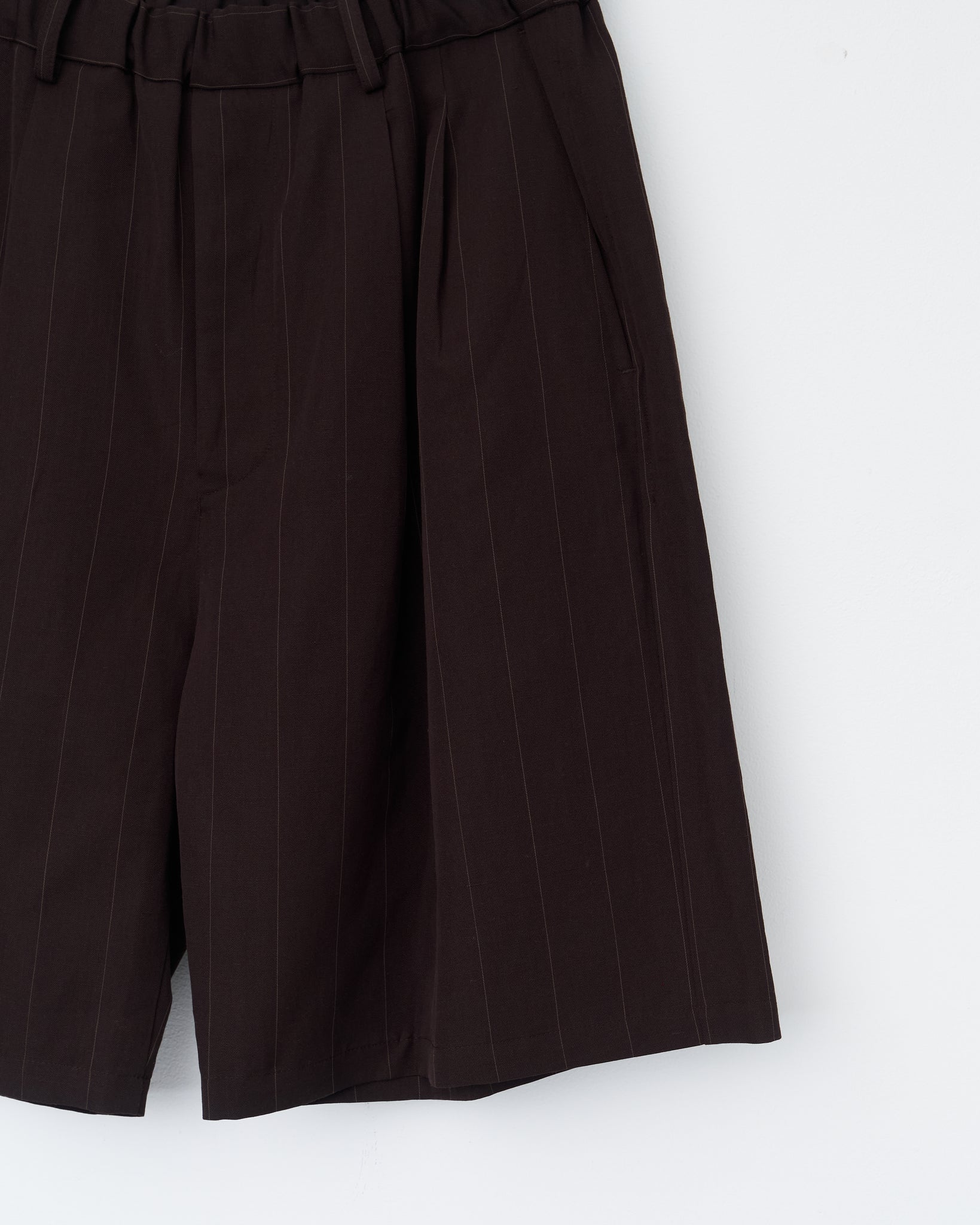 Double Pleated Easy Shorts, Brown