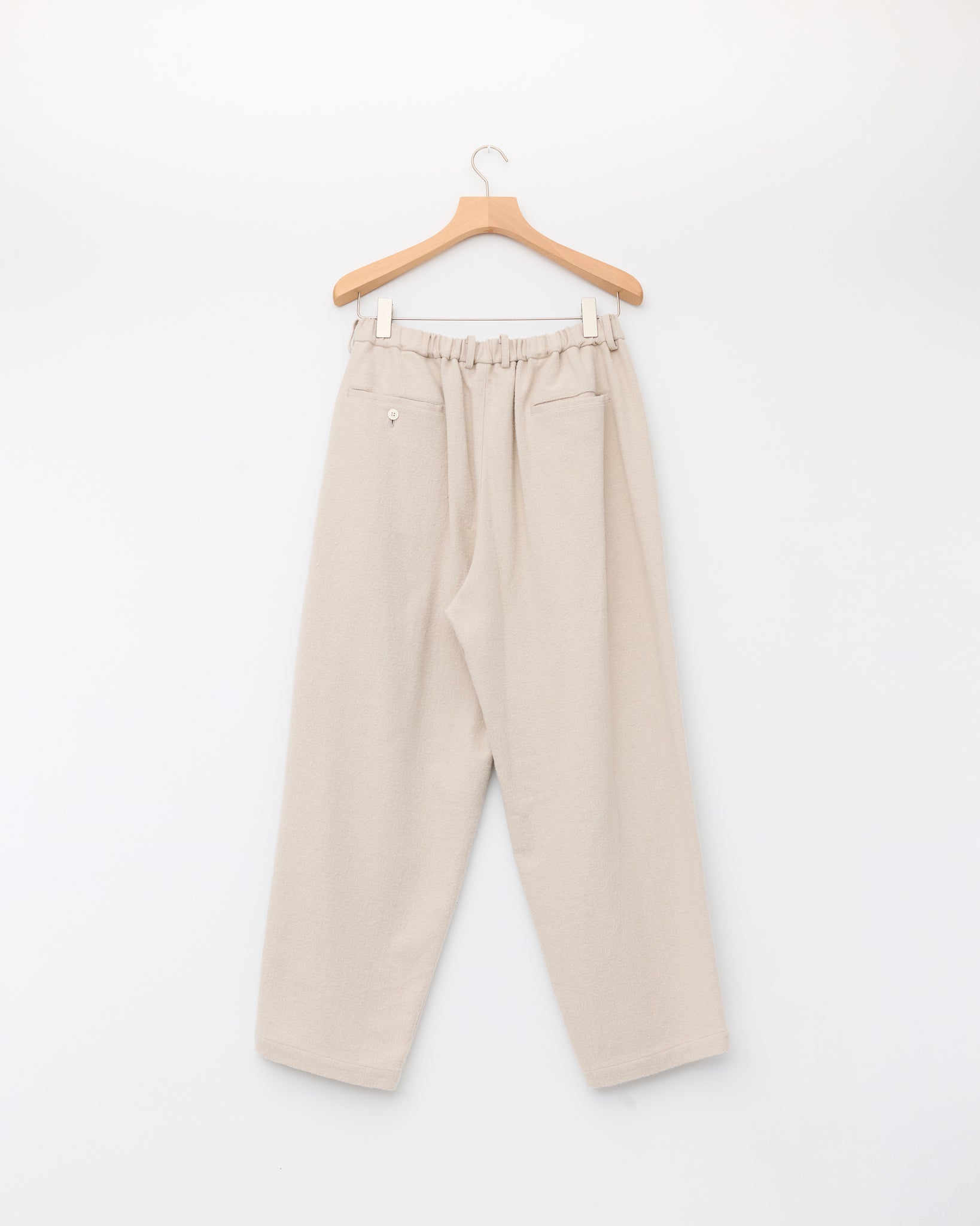 Double Pleated Wide Easy Pants, Ecru