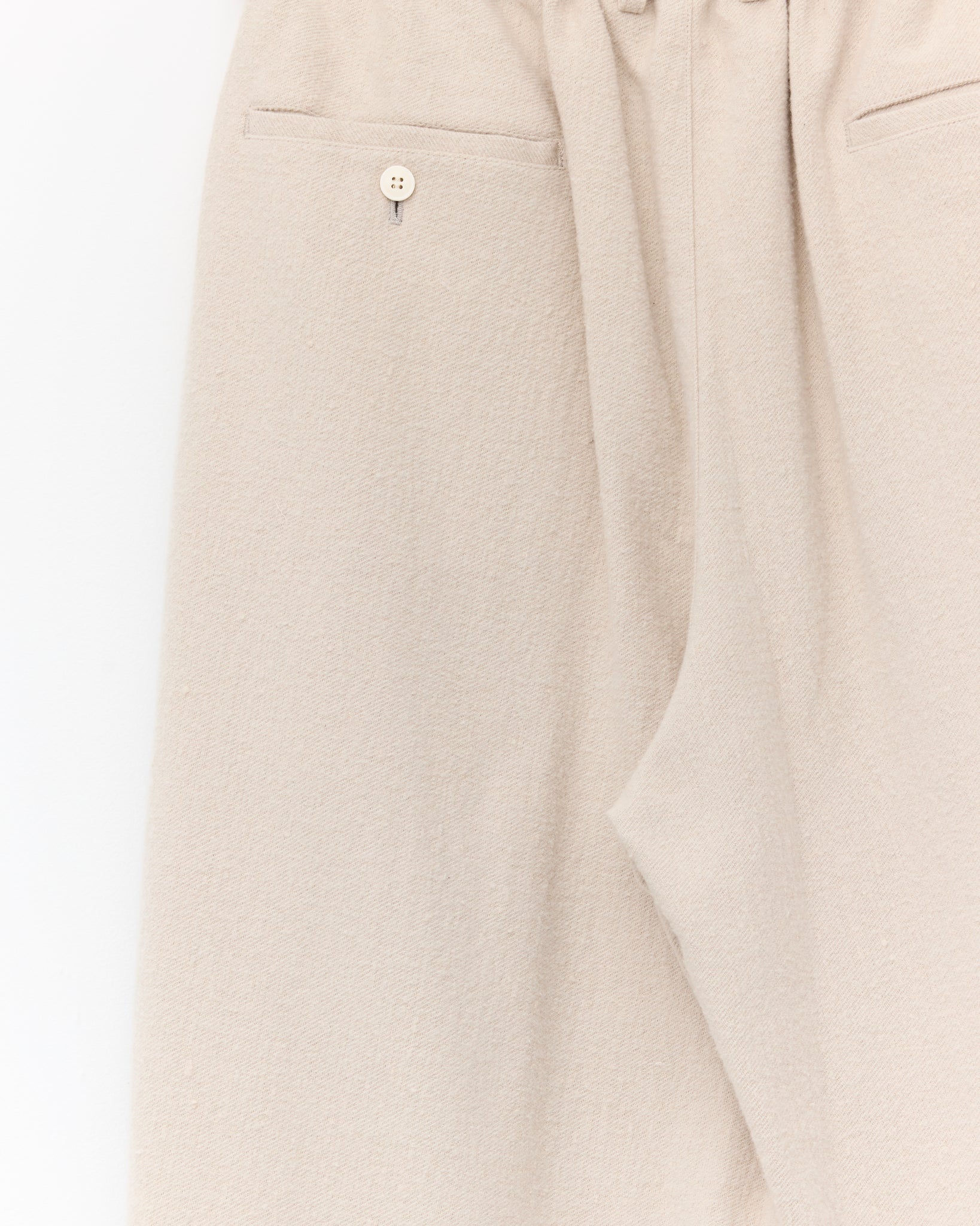 Double Pleated Wide Easy Pants, Ecru