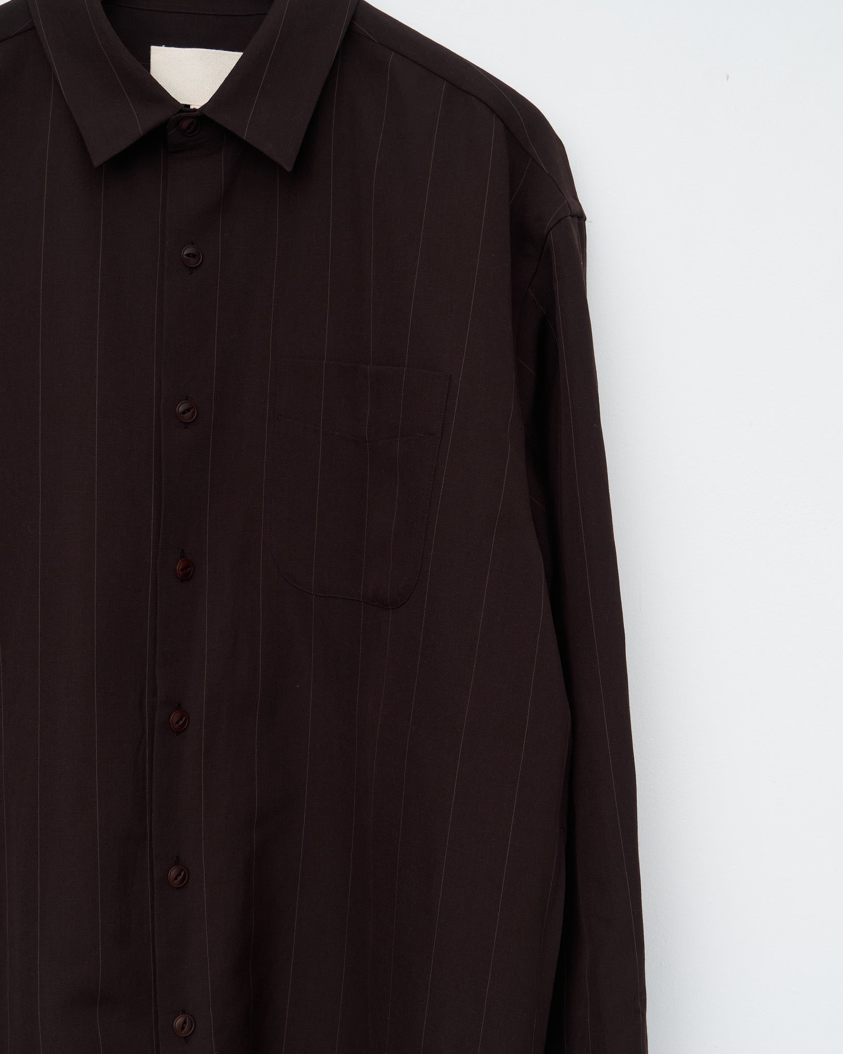 Regular Collar Shirt, Brown Stripe