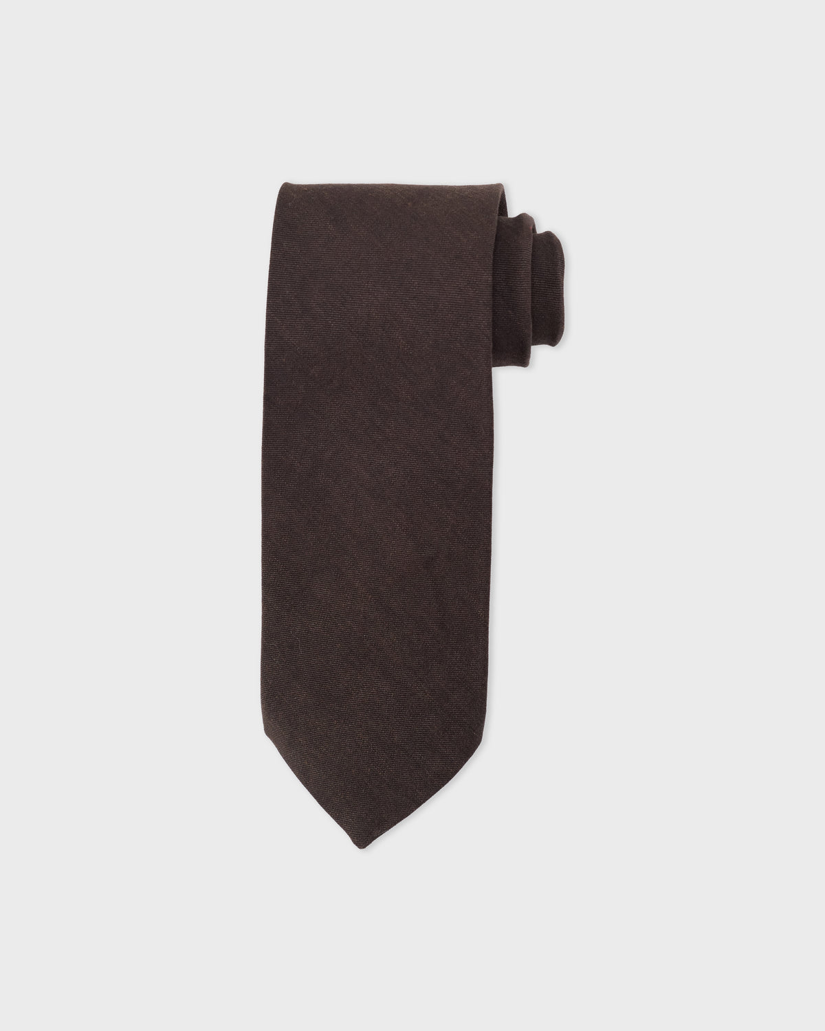 Colbo Tie in soft dark brown linen-wool, flat lay