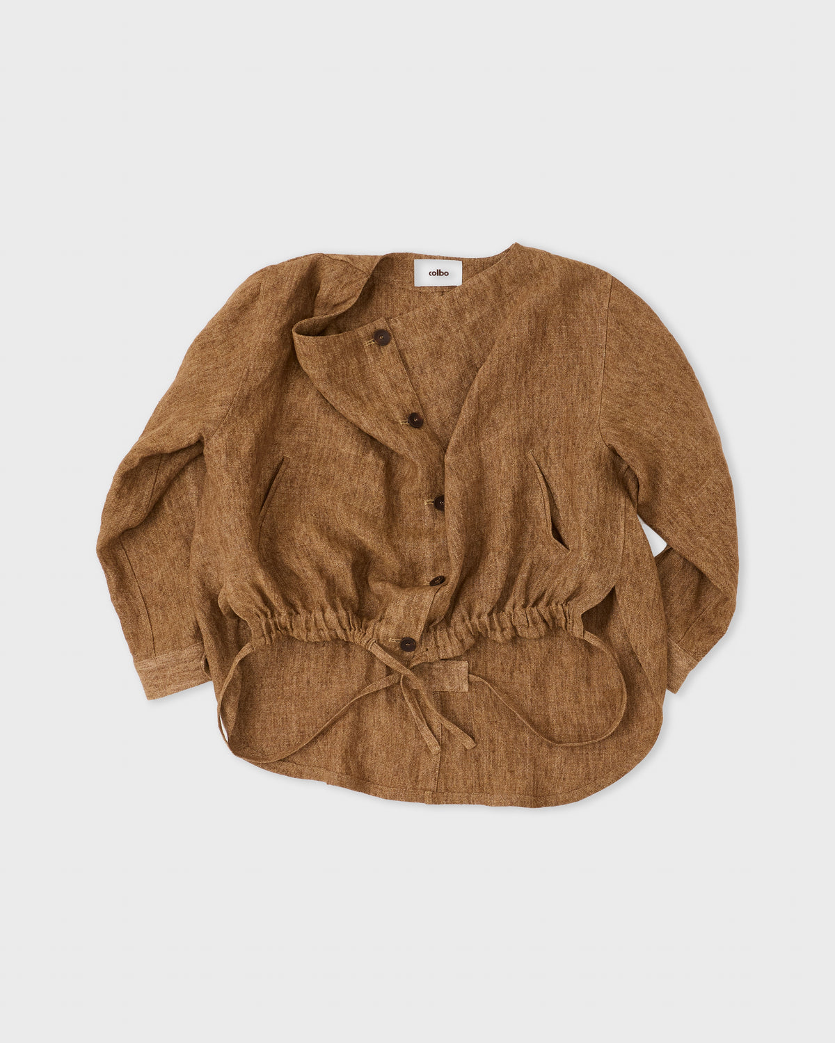 Colbo A.T Jacket in spice linen, front, flat lay