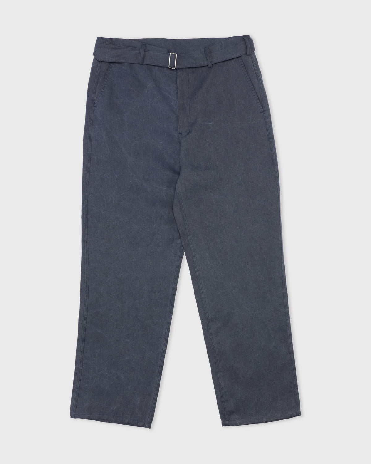 Colbo Belt Pants in travel blue cotton-linen, front, flat lay
