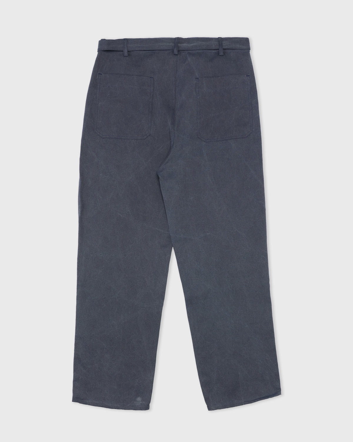 Colbo Belt Pants in travel blue cotton-linen, back, flat lay