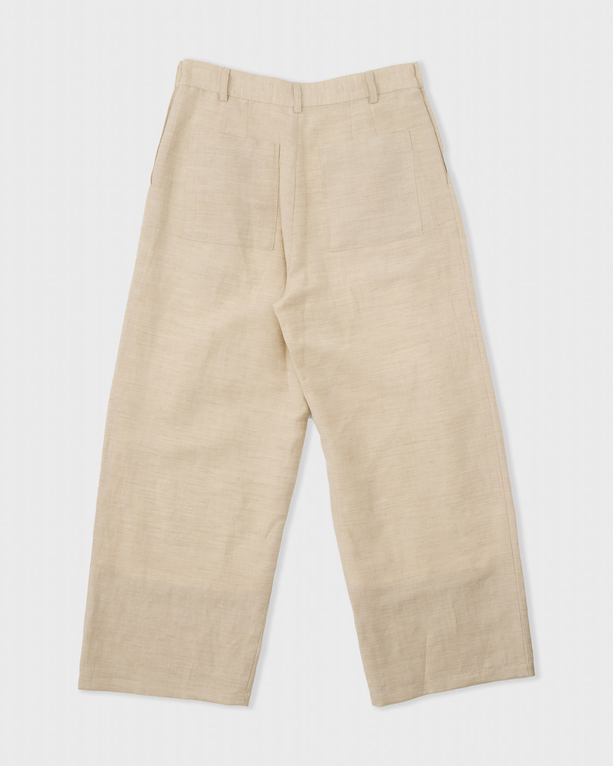 Cawley British Linen Wool Georgia Trouser in oat, back, flat lay