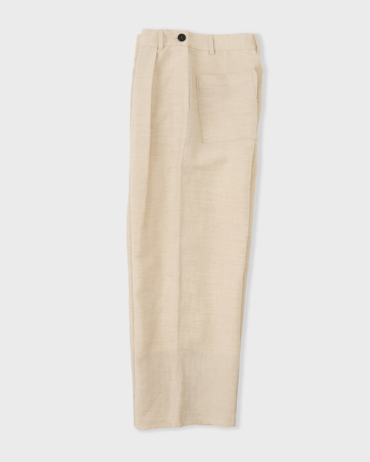 Cawley British Linen Wool Georgia Trouser in oat, side, flat lay
