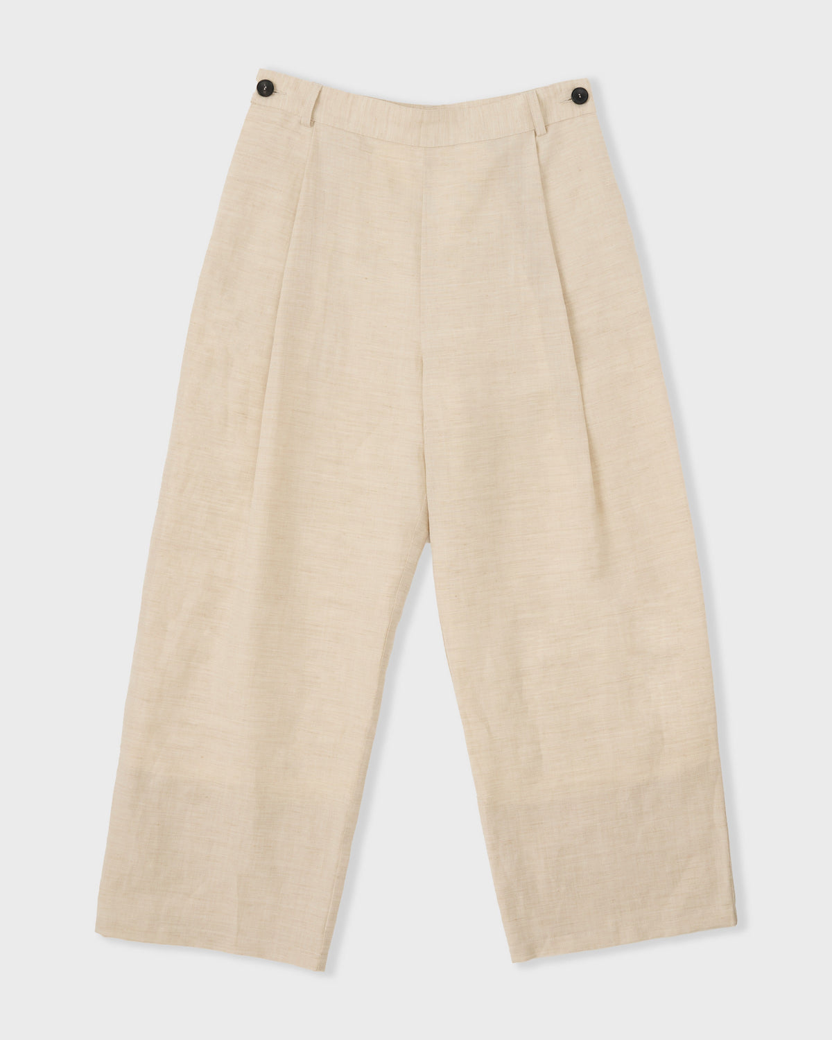 Cawley British Linen Wool Georgia Trouser in oat, front, flat lay