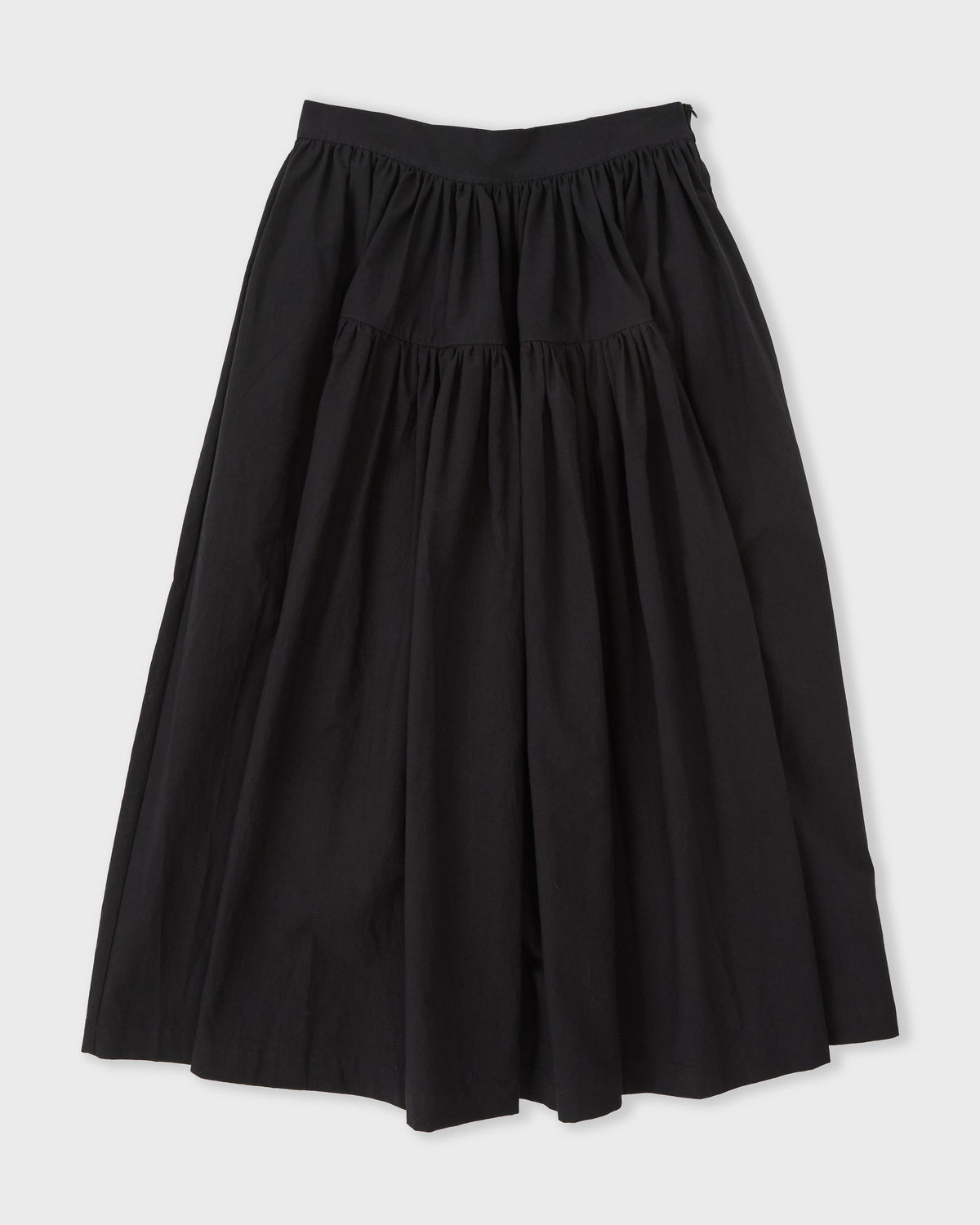 Cawley Japanese Cotton Panel Skirt in black, front, flat lay