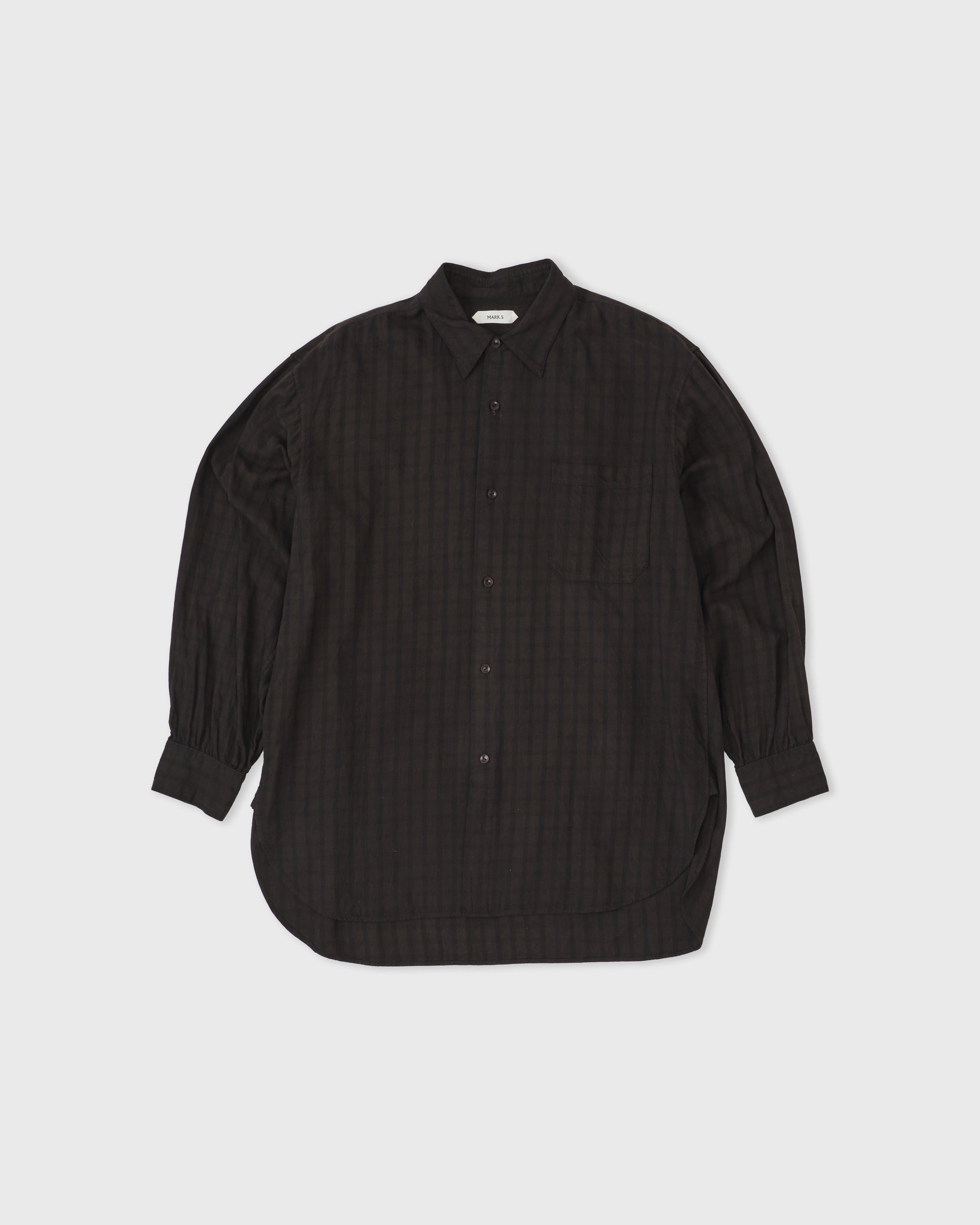 mark's dress shirts Mark. S Mud-Dyeing Check Dress Shirt - Dark Brown/Black Check