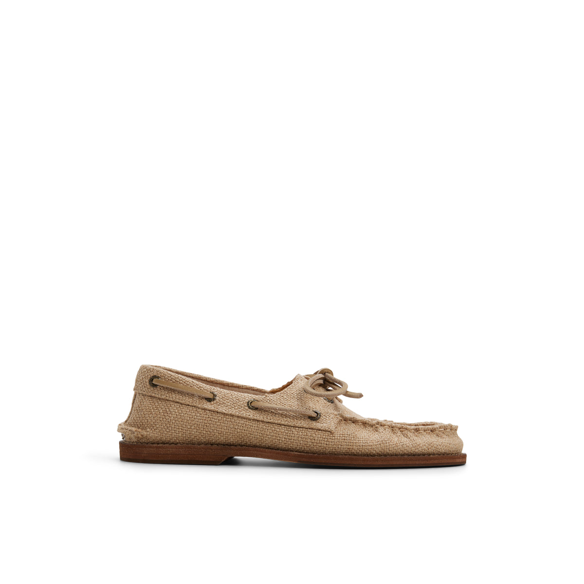 Sperry x Colbo Authentic Original 2-Eye boat shoe in natural jute, side profile, inside
