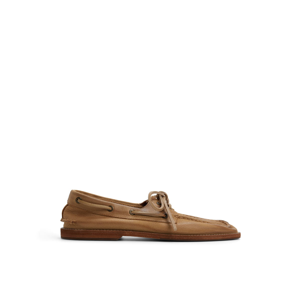 Sperry x Colbo Authentic Original 2-Eye boat shoe in distressed leather, side profile, inside