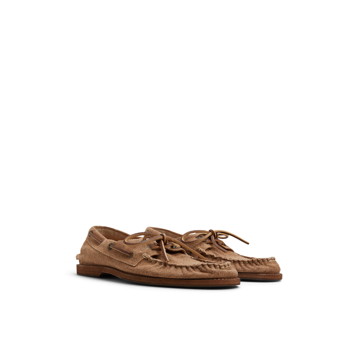 Sperry x Colbo Authentic Original 2-Eye boat shoe in washed linen, pair, three-quarter view