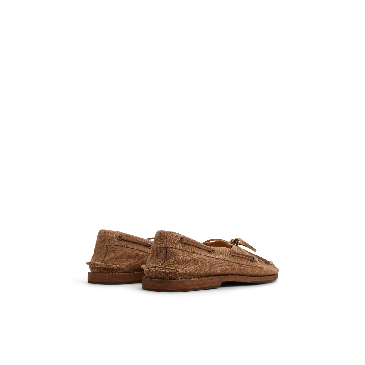 Sperry x Colbo Authentic Original 2-Eye boat shoe in washed linen, pair, heel view
