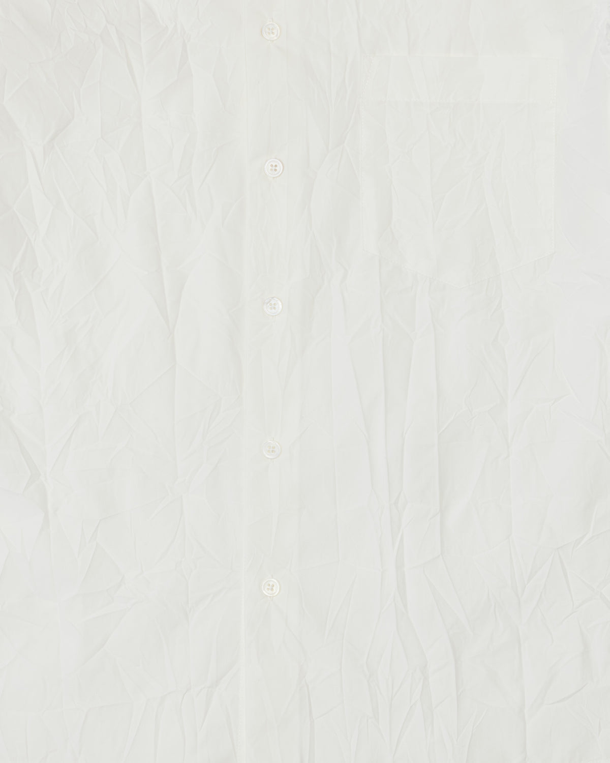 Colbo Crinkled Shirt in white textured cotton, crinkled fabric close-up