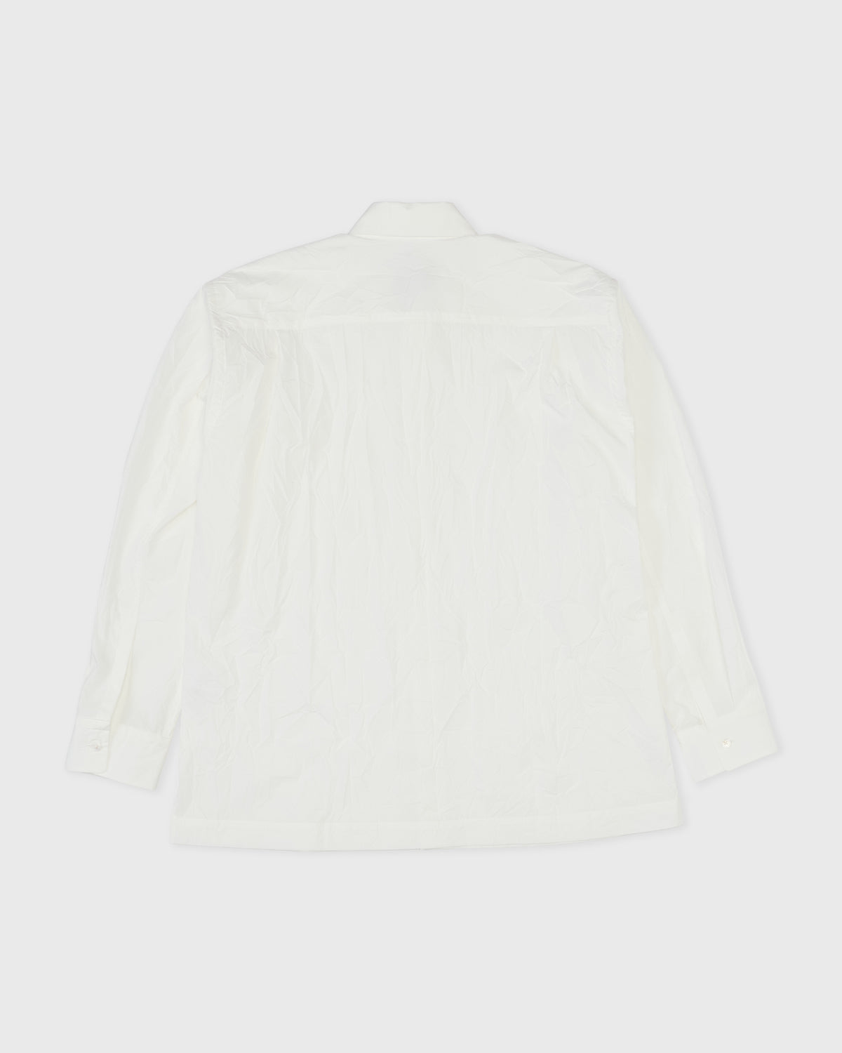 Colbo Crinkled Shirt in white textured cotton, back, flat lay