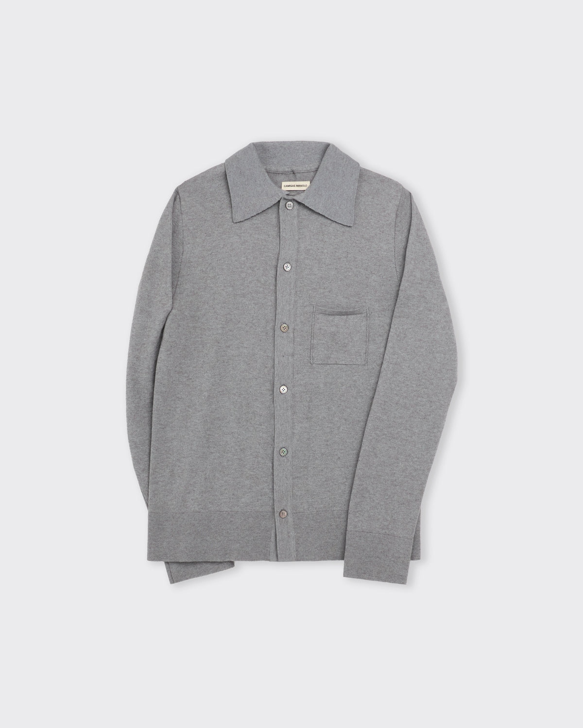 Camisas Manolo Knitted Shirt in light grey, three-quarter view