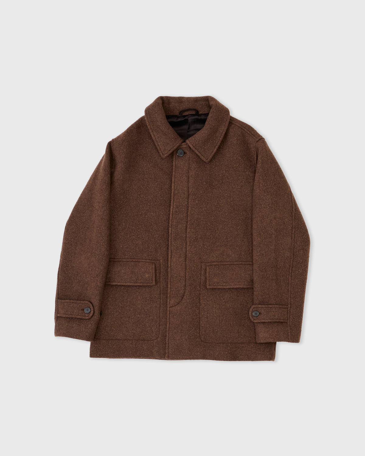 Another Aspect Coat 1.0 in brown wool-cashmere, front, flat lay