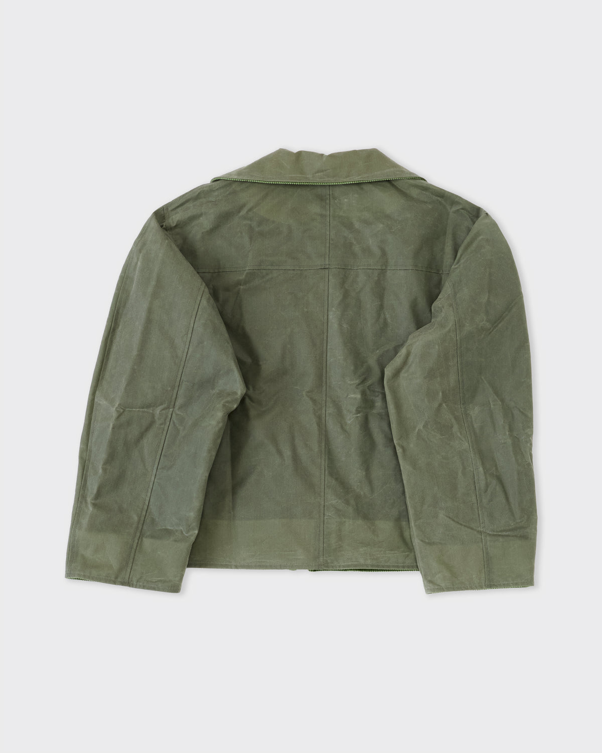 Cawley British Waxed Cotton Flying Jacket in sage, detail