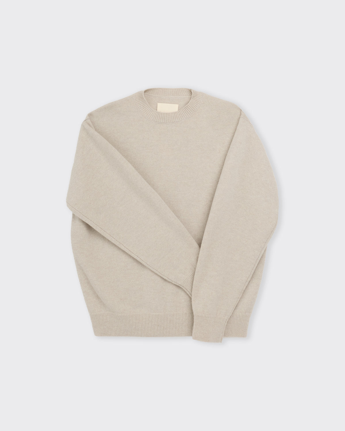 Yoko Sakamoto Crew Neck Knit in ecru, three-quarter view