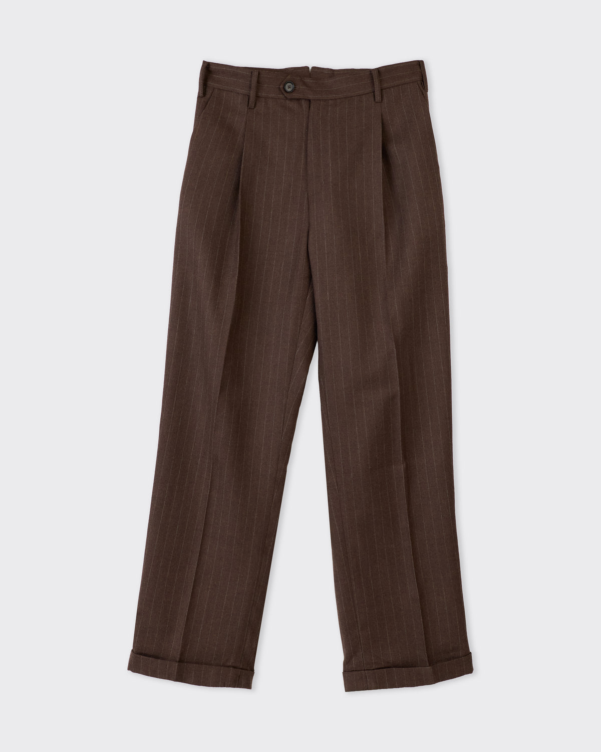 Colbo Beverly Pants in brown pinstripe, front