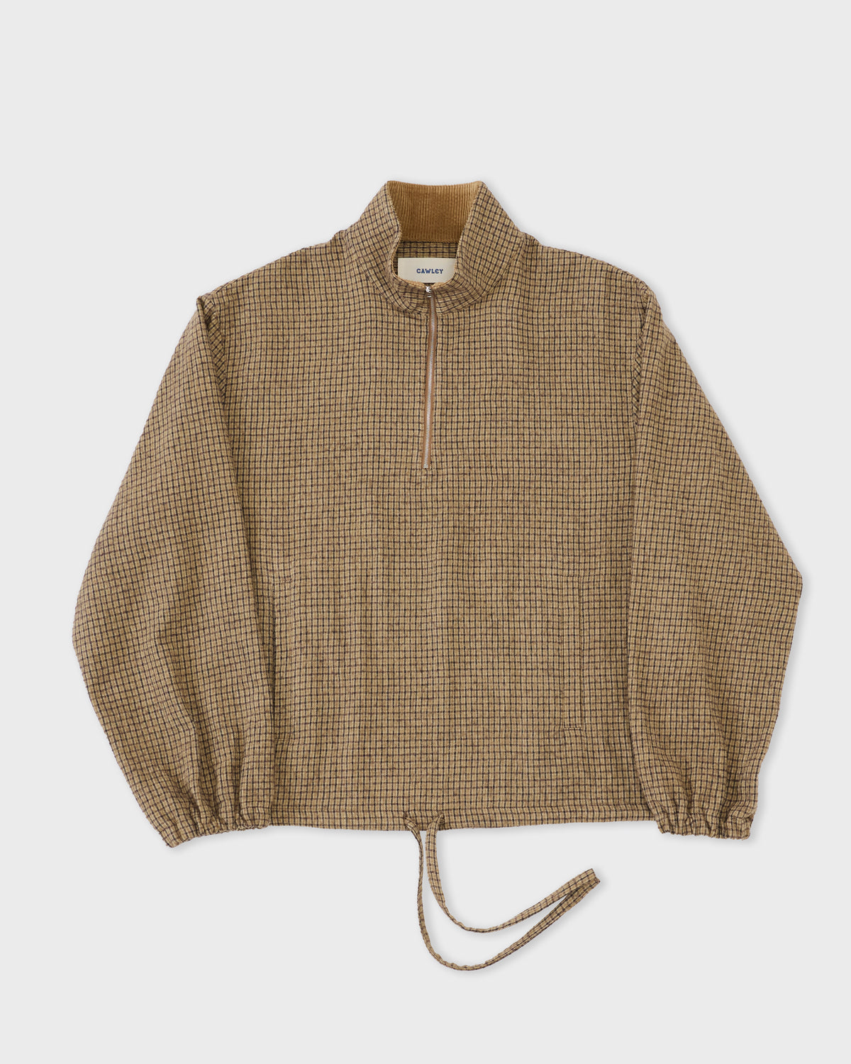 Cawley Miles Pullover in brown check, detail