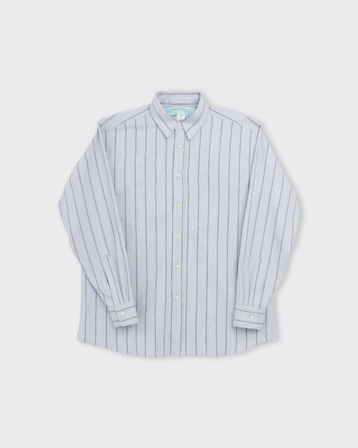 Csillag Stripe Shirt in woodgrain blue, front