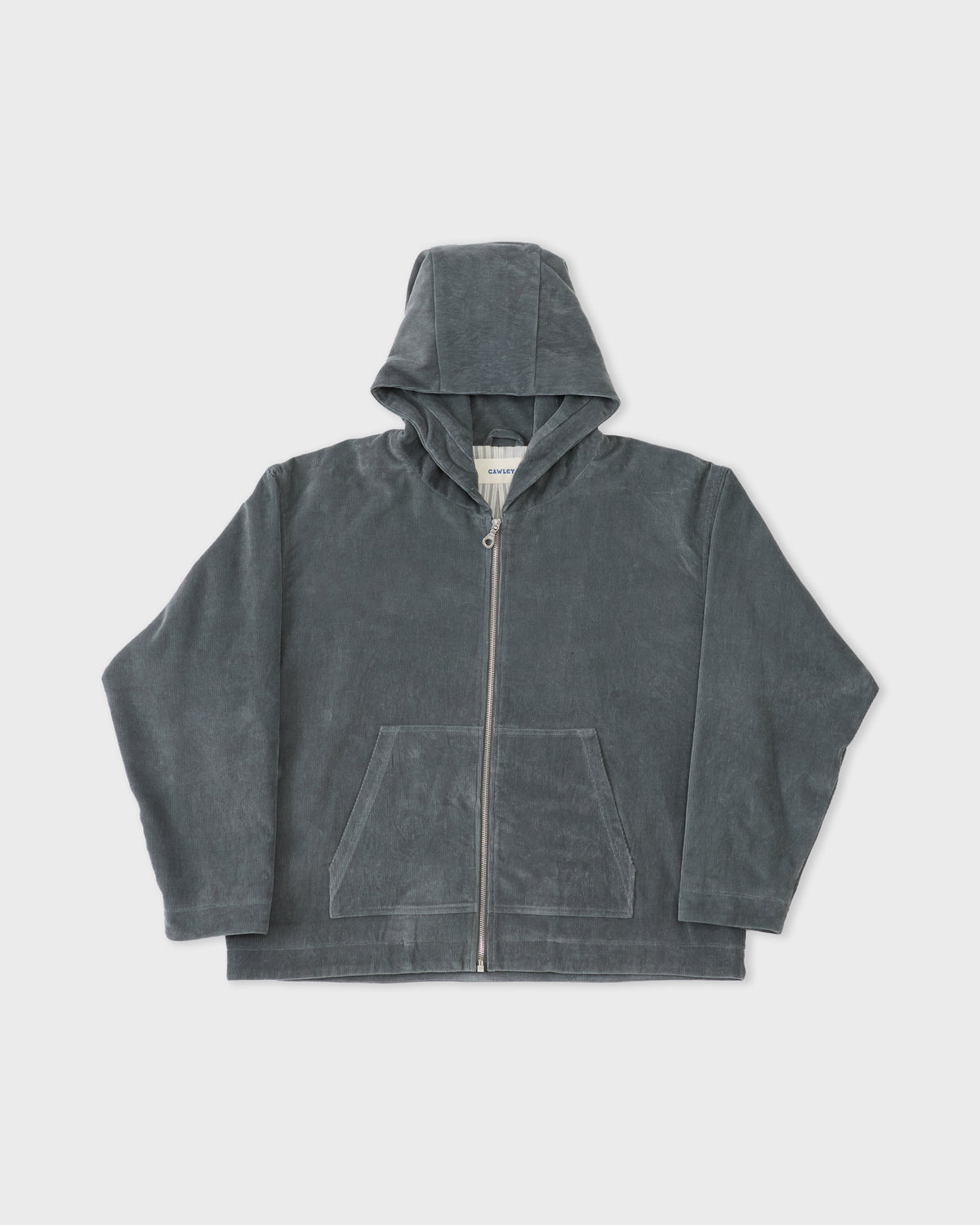 Cawley Cord Zip-Up Hoodie in fossil, front