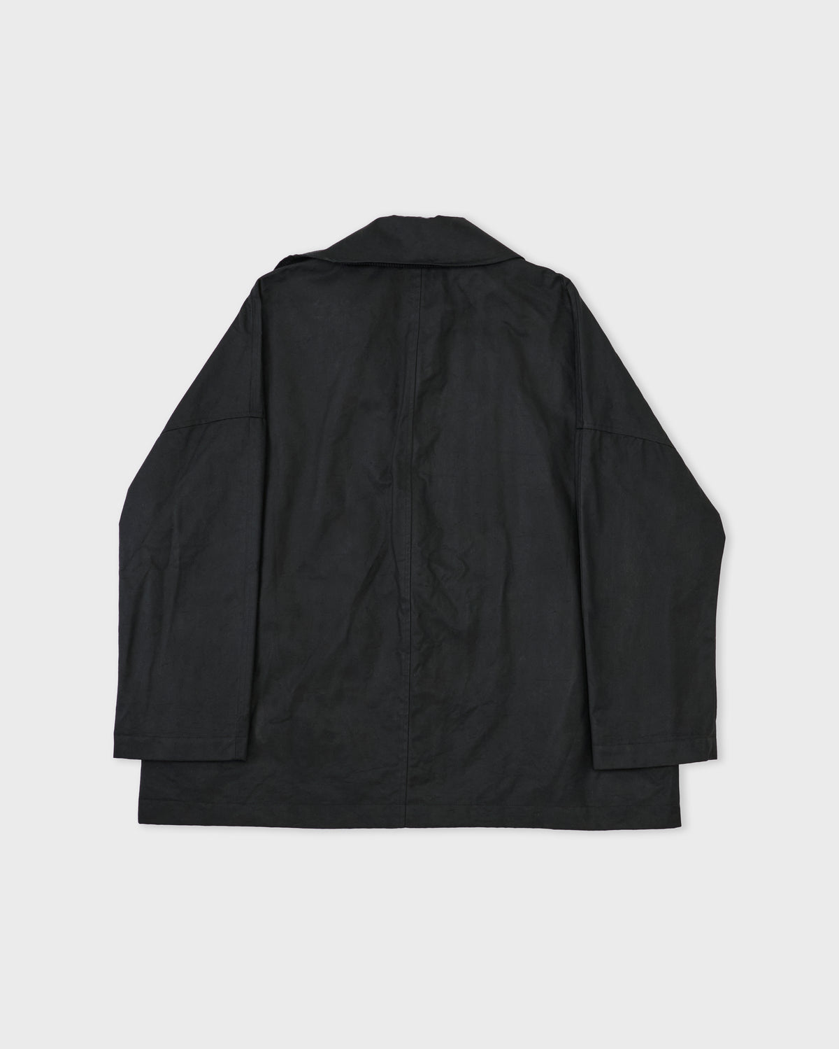 Cawley British Waxed Cotton Amis Mac in black, detail