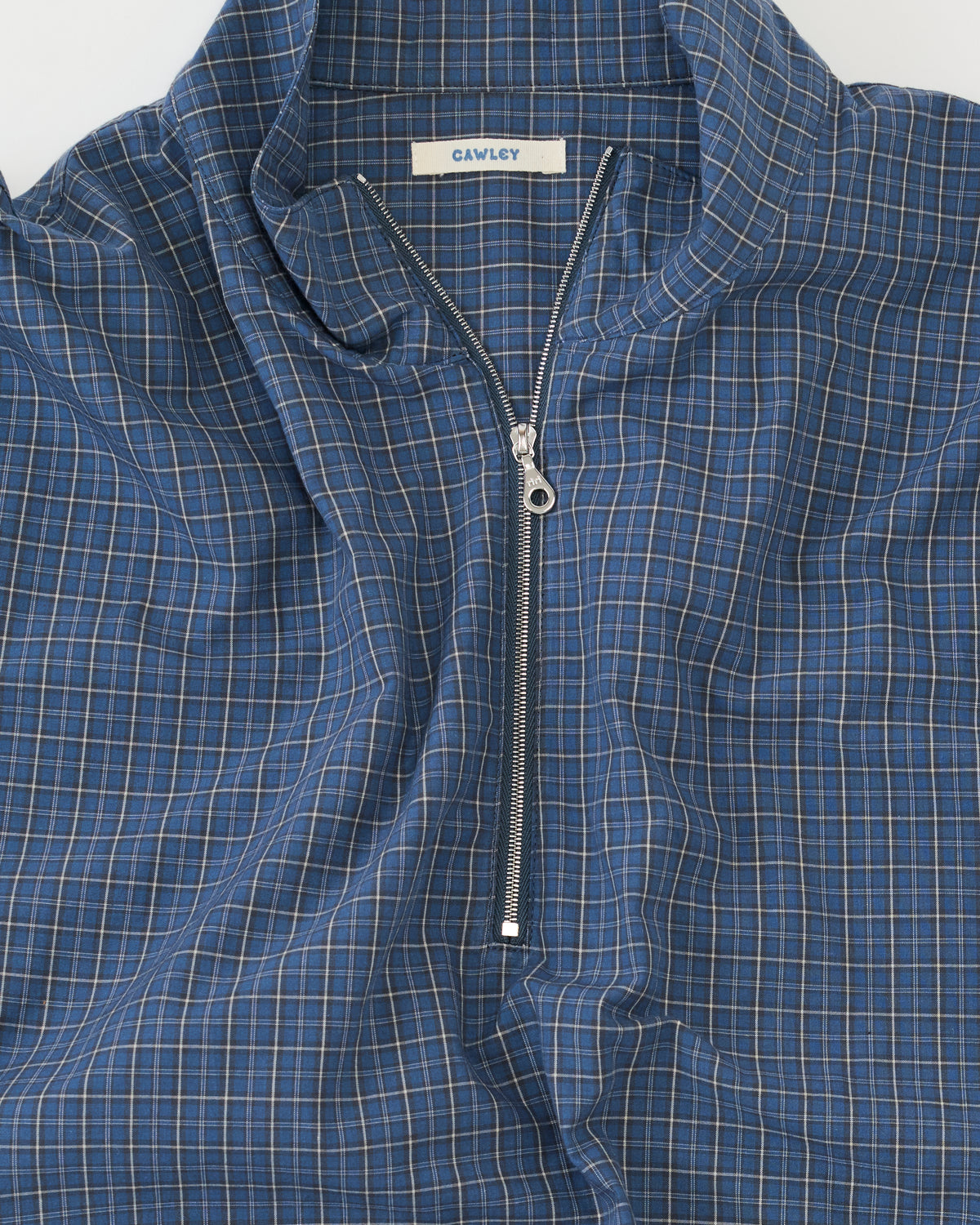 Cawley Miles Pullover in blue check, front