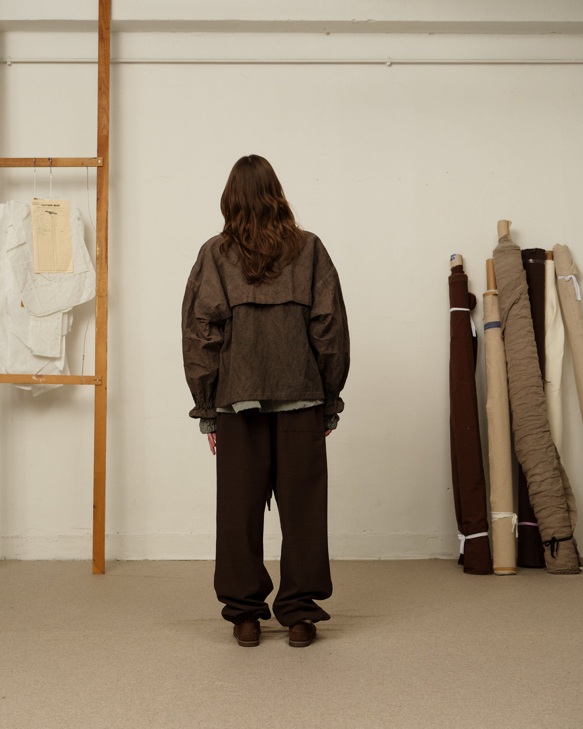Colbo Mel Jacket in washed brown metal, on model, back