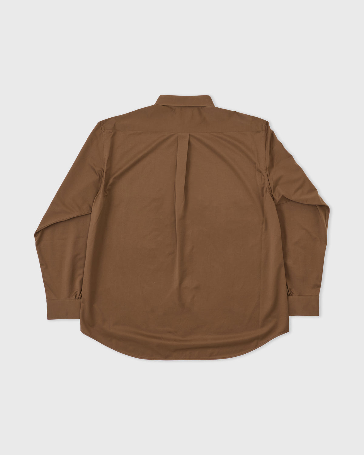 Kanemasa Phil Modest Shirt in light brown cotton-nylon, back, flat lay