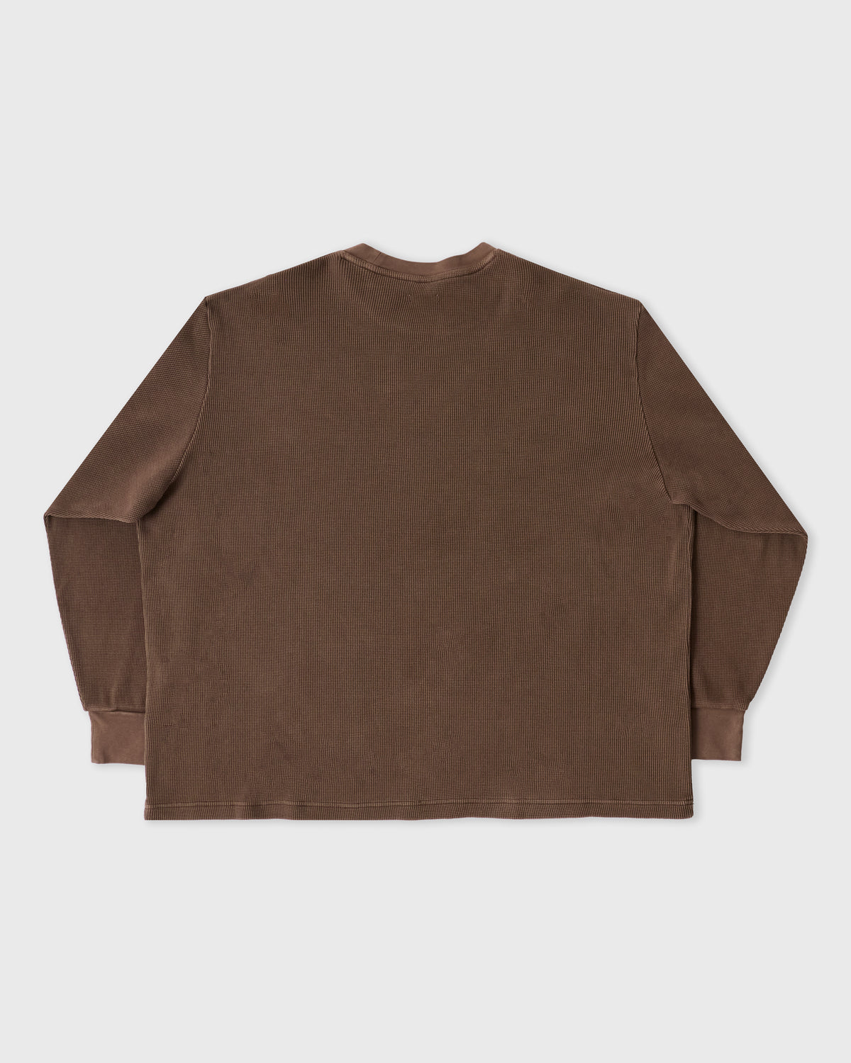 Kanemasa Phil Heather Waffle in brown cotton, back, flat lay