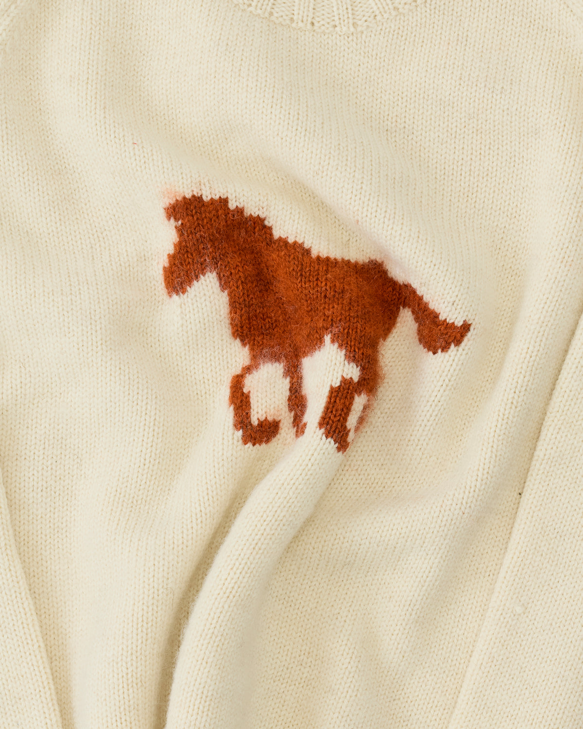 Cawley Brushed British Wool Horse Jumper in natural/autumn, back