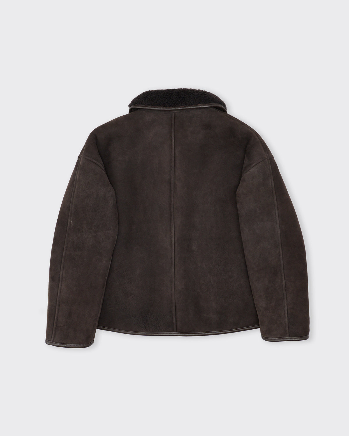 Cawley Suede Back Curly Hair Avis Jacket in chocolate, back