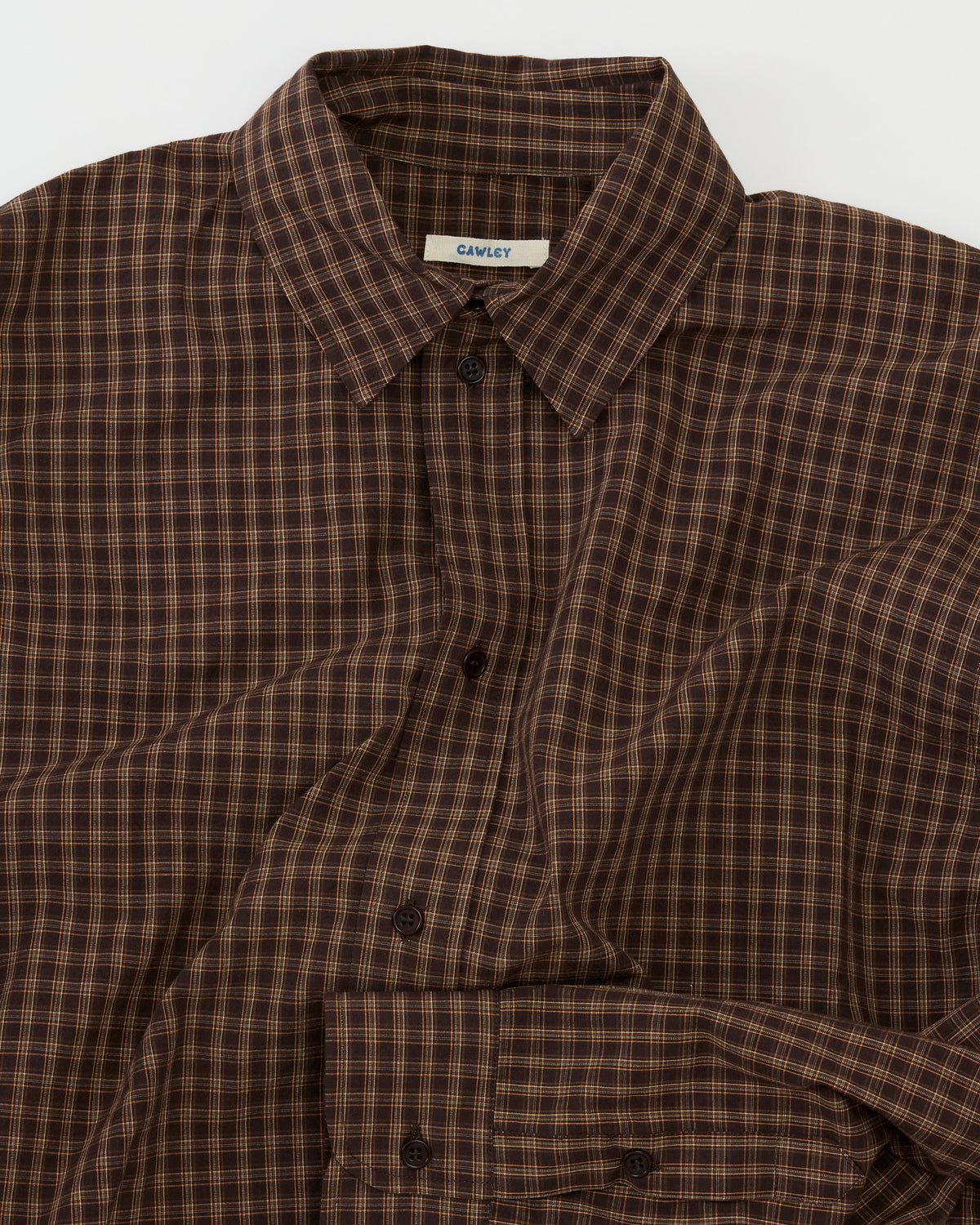 Cawley Dennis Shirt in chocolate/carrot check, detail