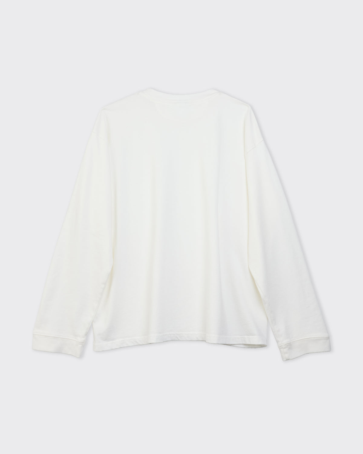 Colbo long sleeve T-shirt in off white cotton, back, flat lay