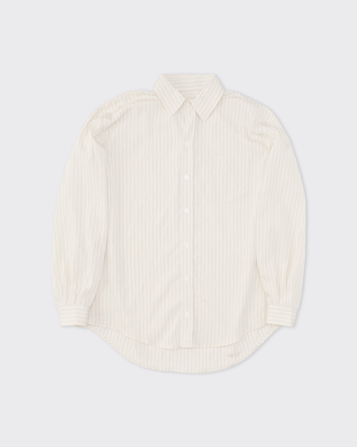 Colbo Office Shirt in triple line stripe Italian modal, front, flat lay