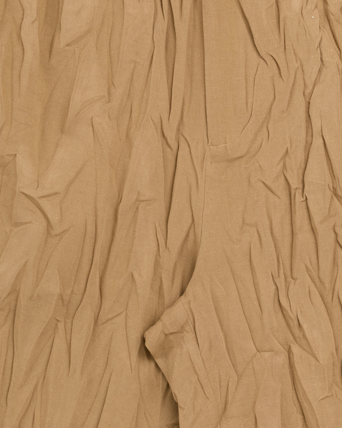 Yoko Sakamoto Wide Easy Pants in beige, crinkled cloth close-up