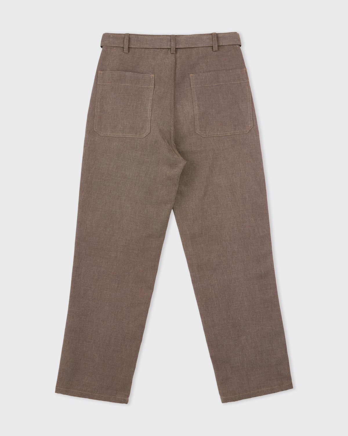 Colbo Belt Pants in brushed dark brown canvas, back