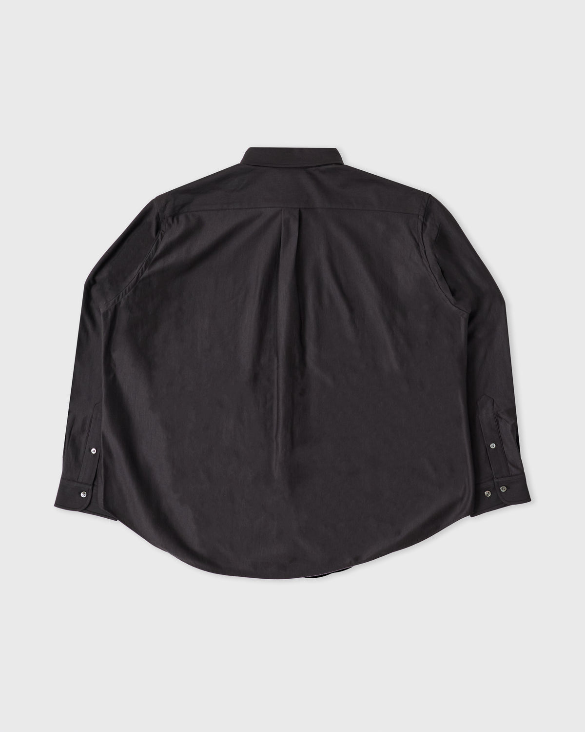 Kanemasa Phil Wool Atmosphere Shirt in brown wool blend, back, flat lay