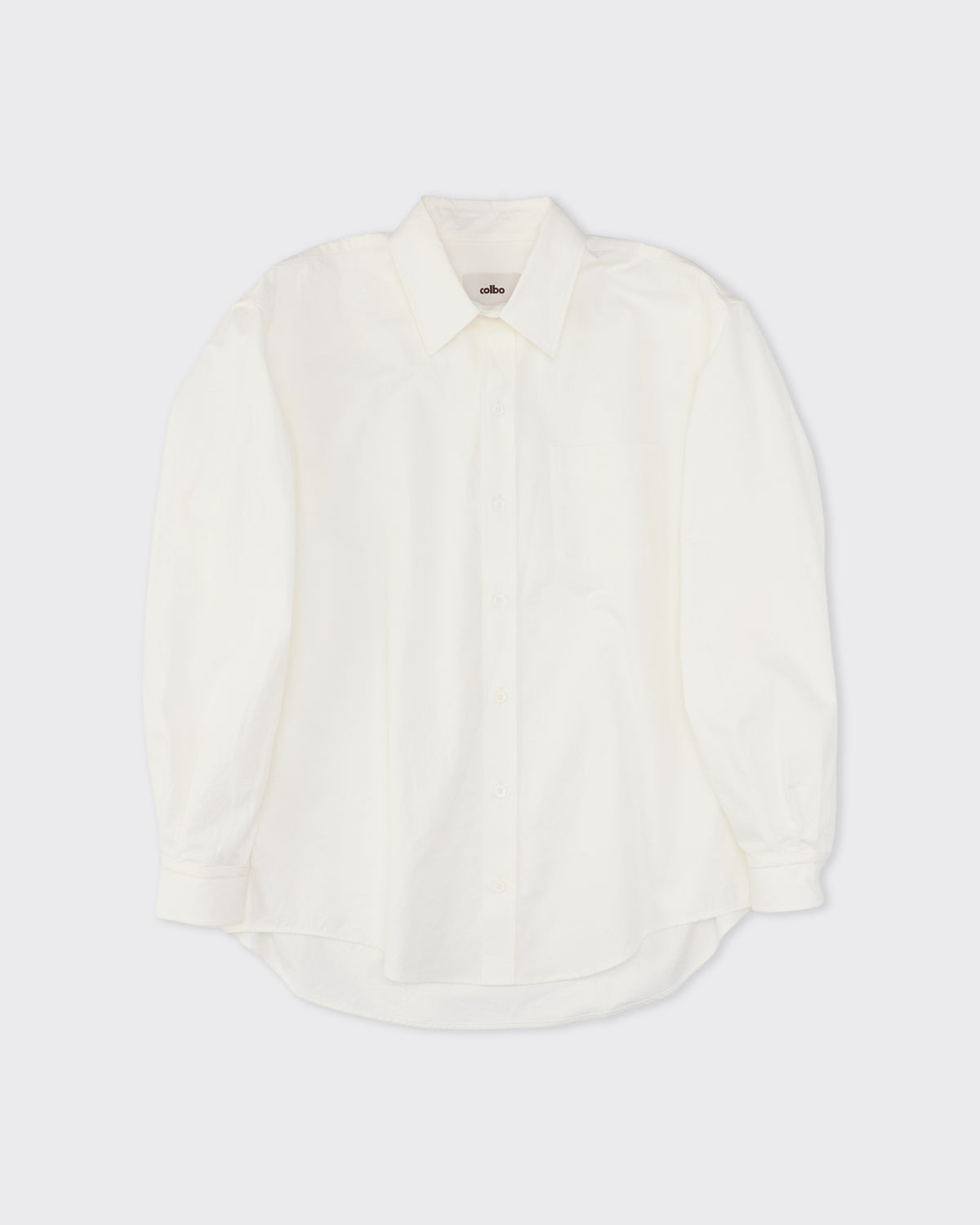 Colbo Office Shirt in white Japanese cotton, front, flat lay