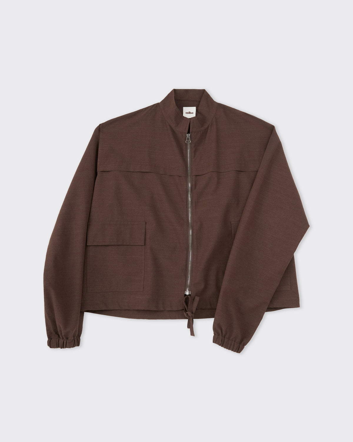 Colbo Track Jacket in brown, front detail