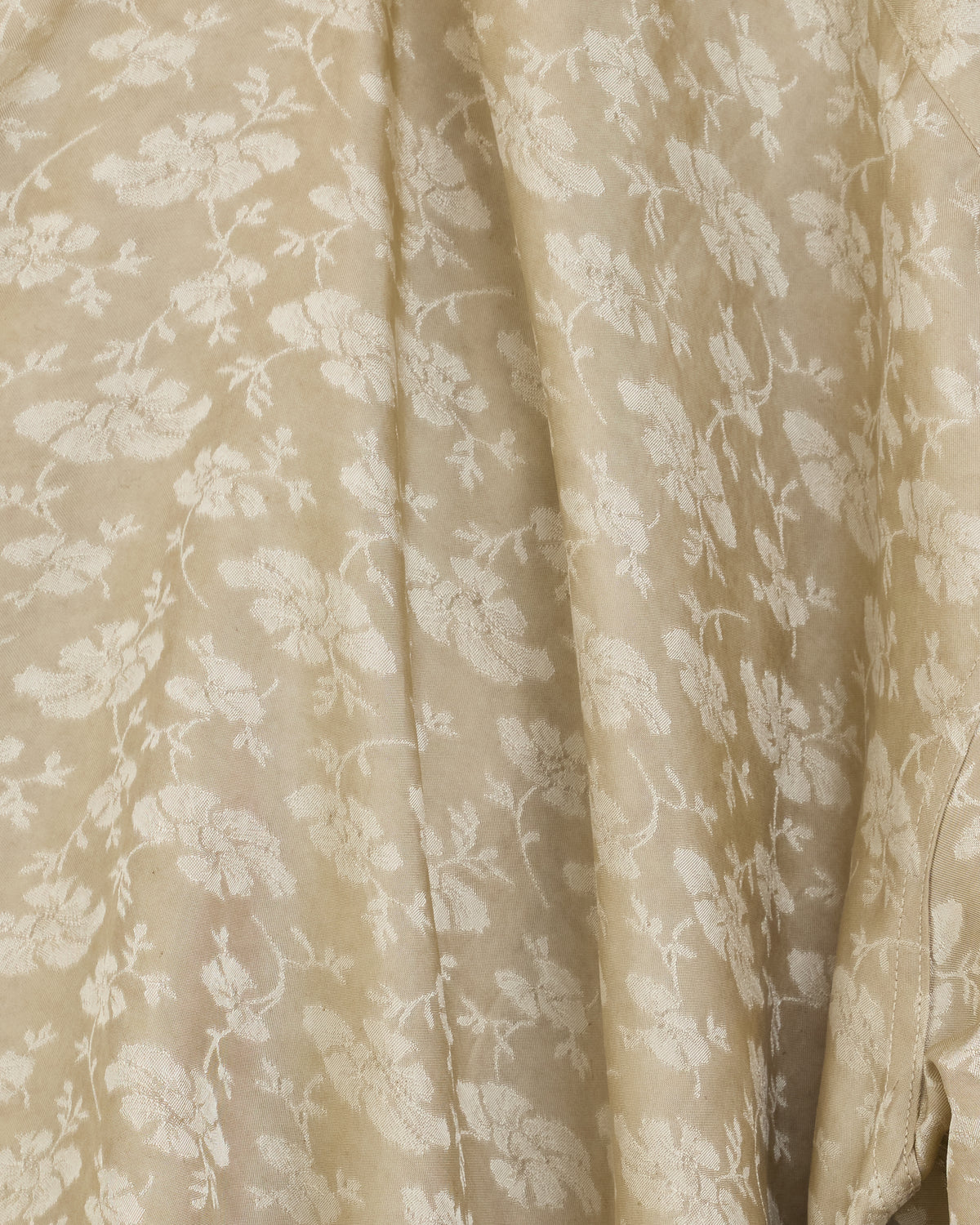 Colbo Bat Shirt in gold and sage floral viscose, floral print close-up