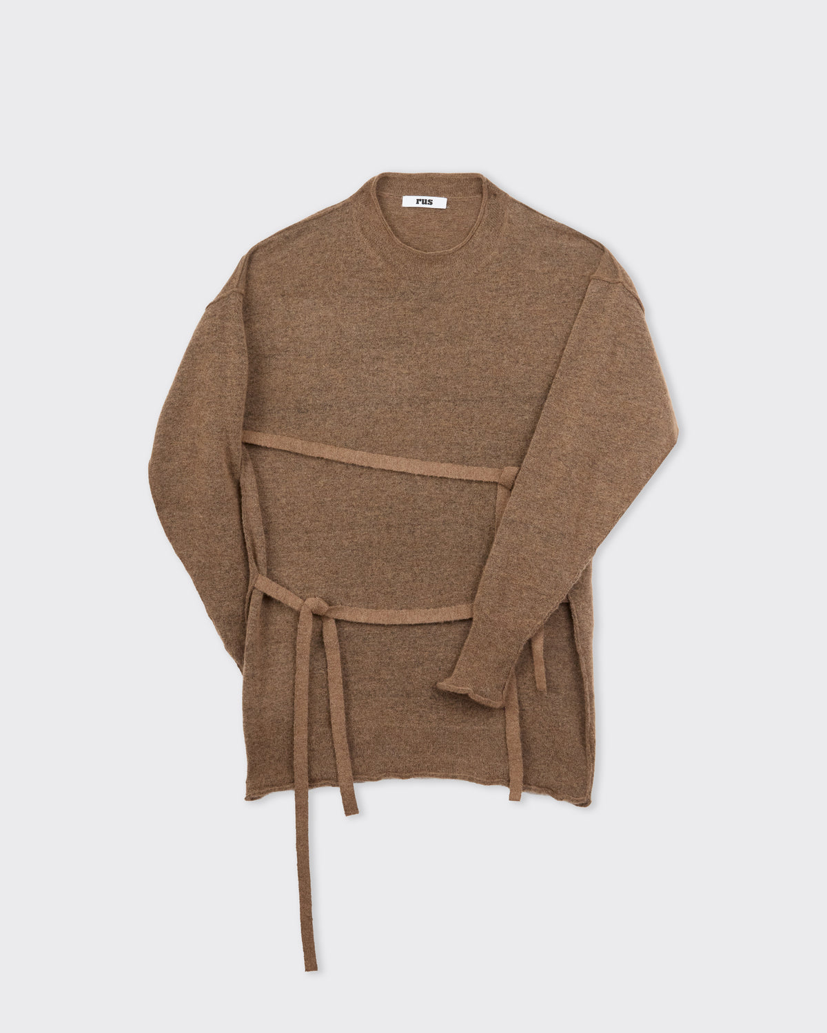 RUS Karamu Sweater in taupe, front detail