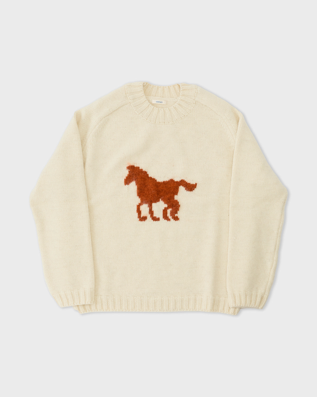 Cawley Brushed British Wool Horse Jumper in natural/autumn, front