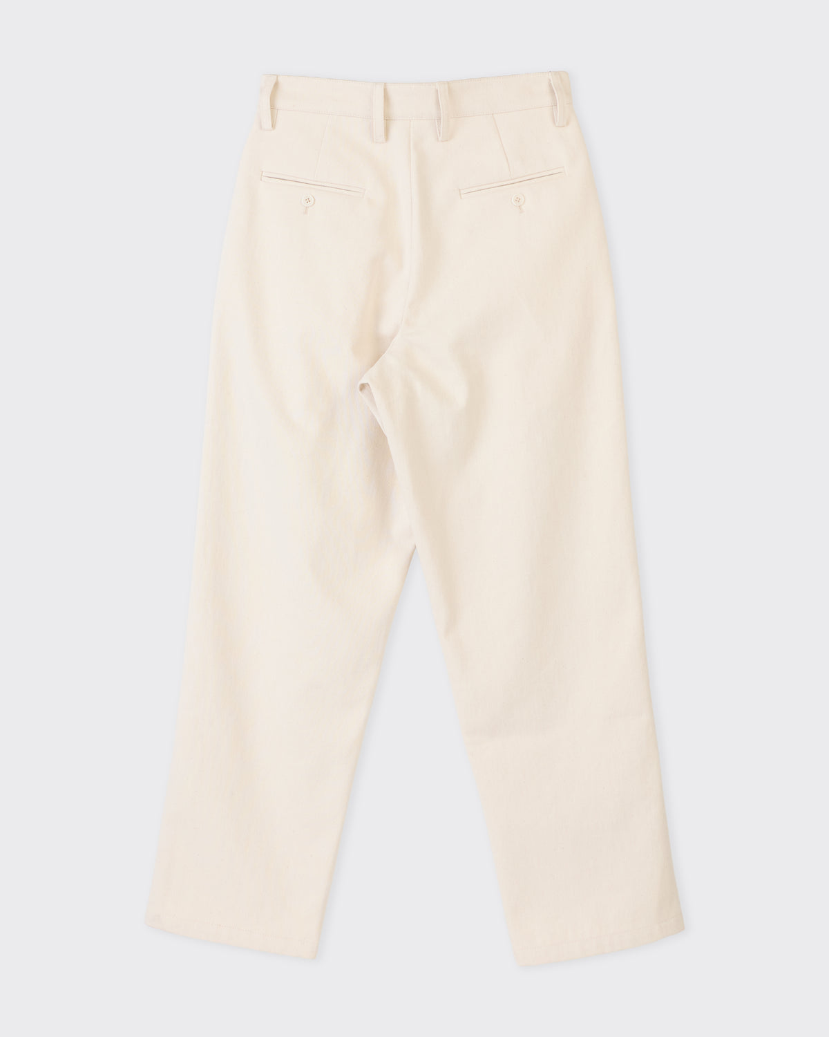 Colbo Double Pleat Pants in natural raw denim, back