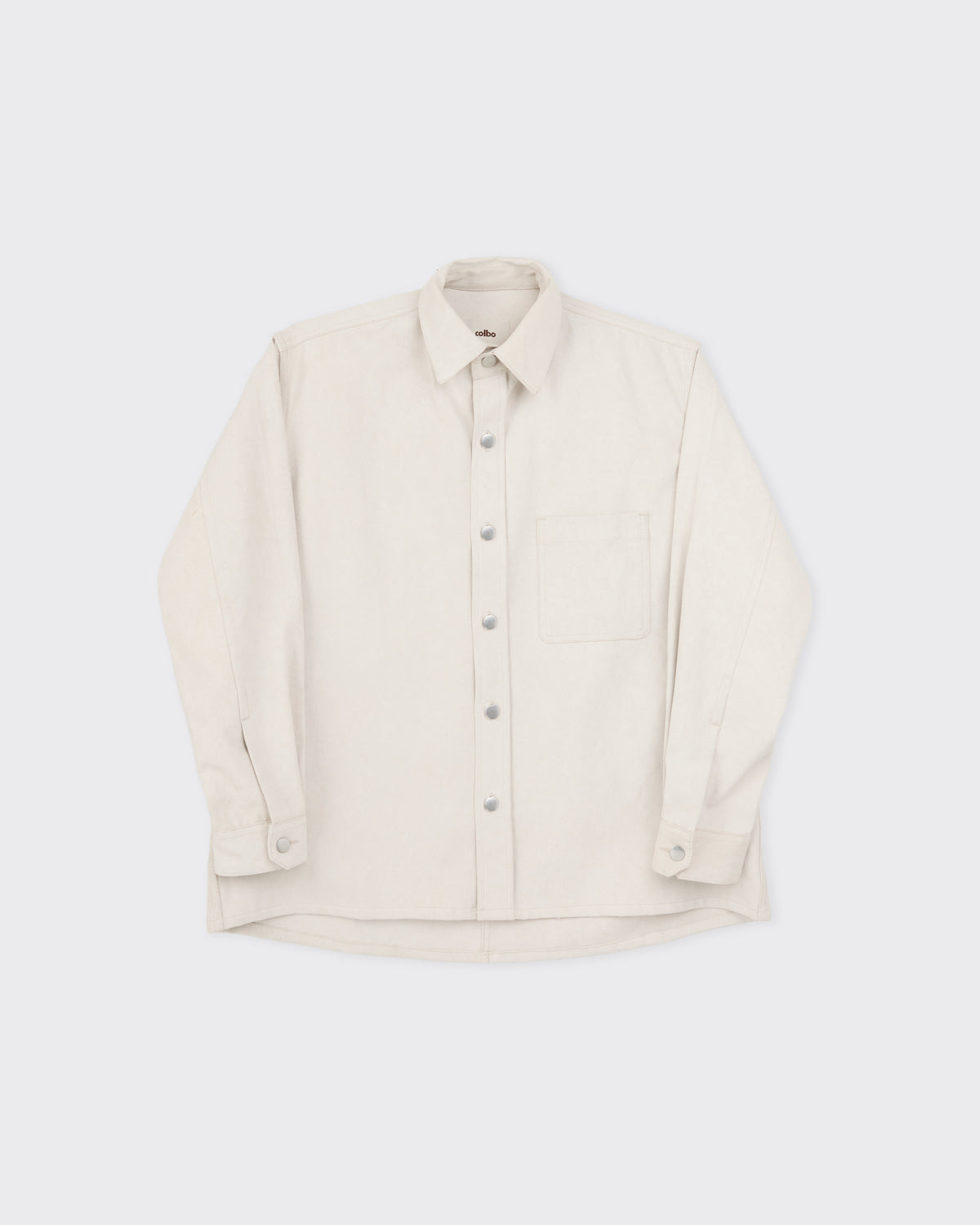 Colbo Overshirt in painted natural denim, front