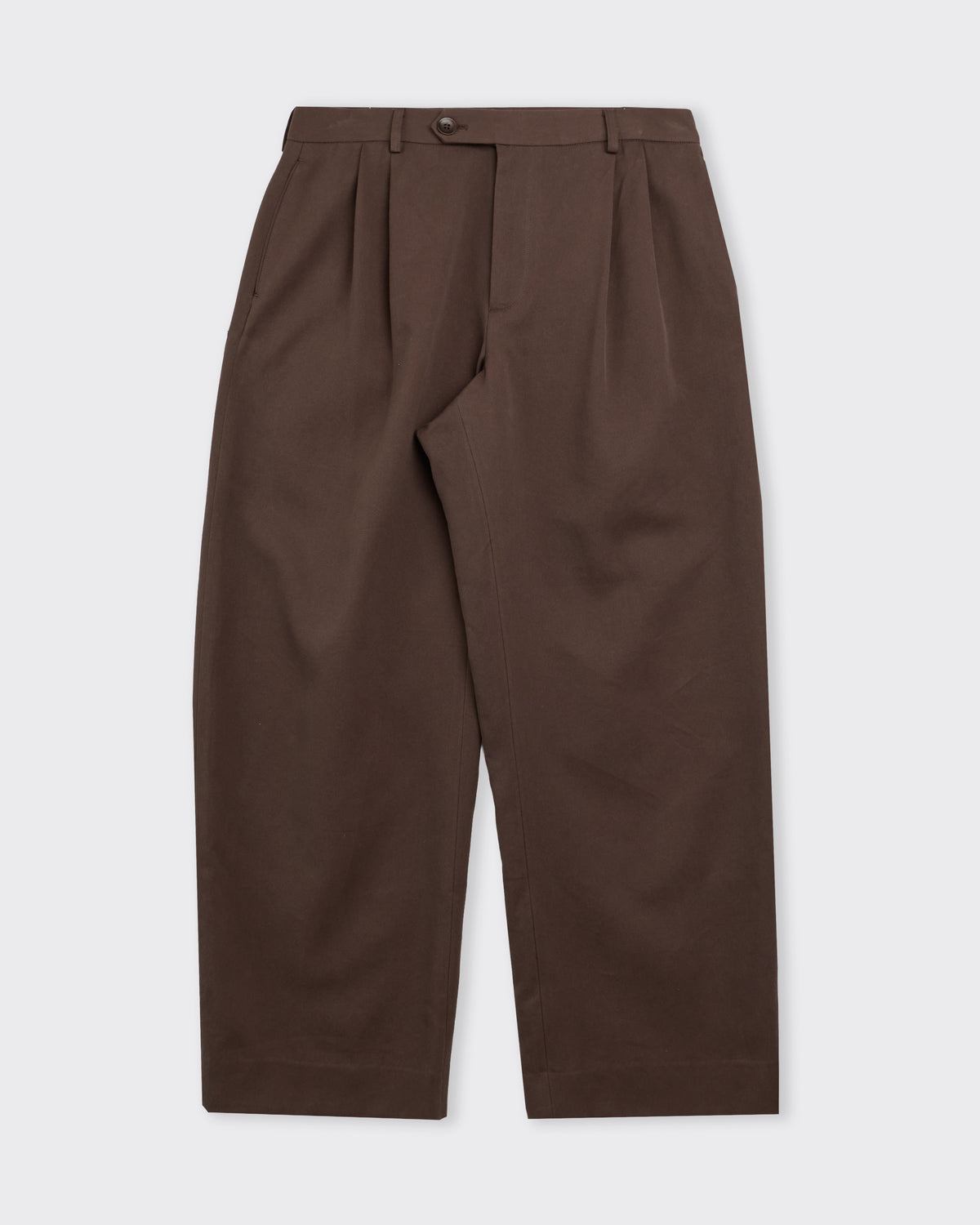 Small Talk Studio Double Pleat Trouser in dark brown, front